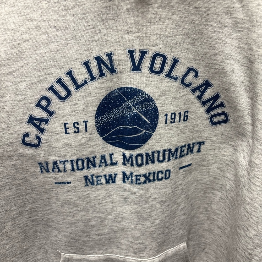 Capulin Volcano Graphic Hoodie Sweatshirt - Gray with Blue Print - Picture 3 of 5